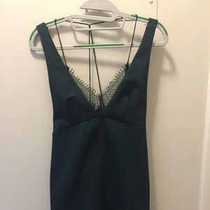 Zara Forest Green Lace Mini Party Dress